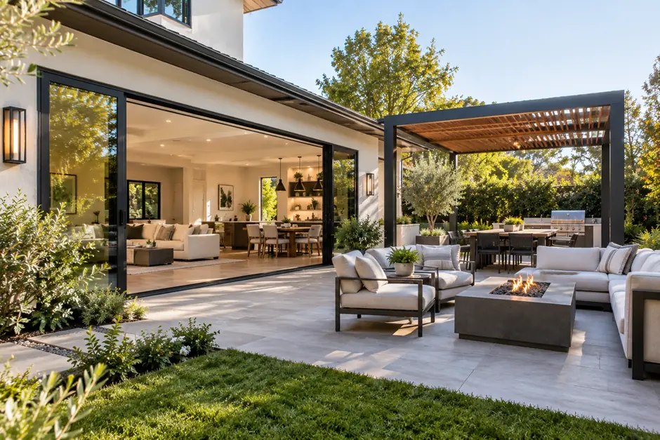 Beautiful outdoor living space connected seamlessly to a remodeled Los Angeles home.