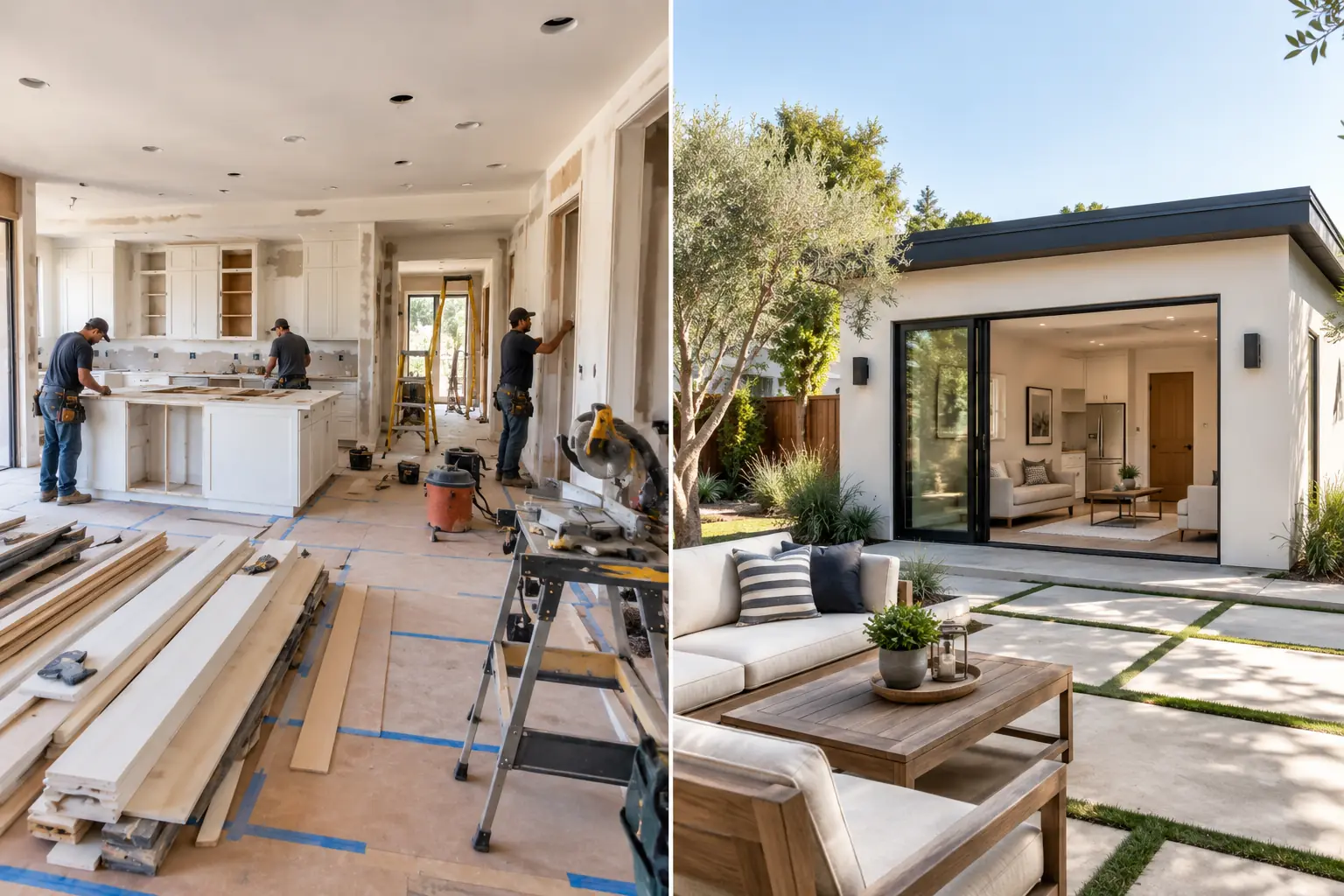 Home remodeling project in progress in Los Angeles County.