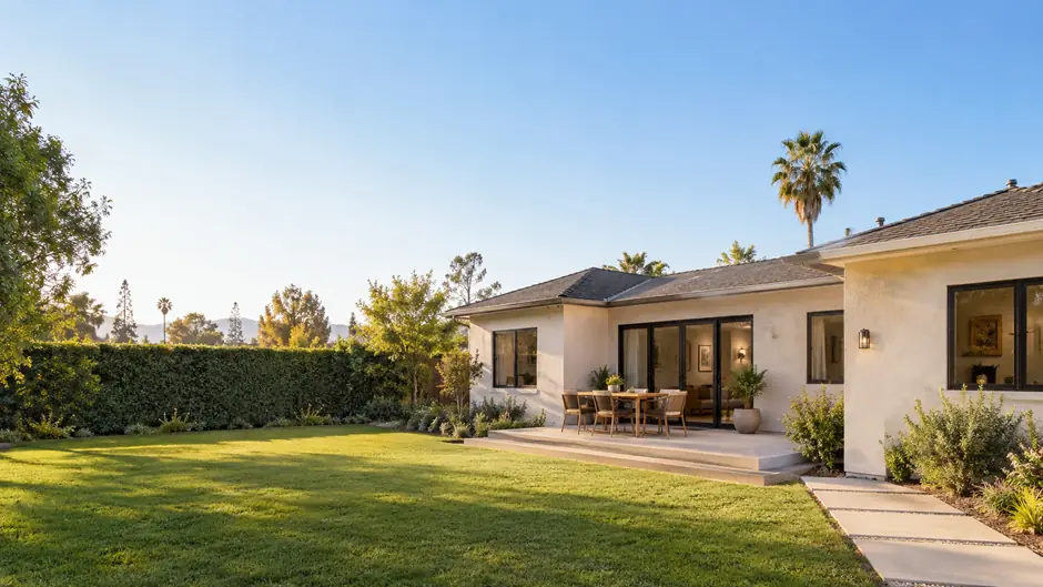 Completed room addition with seamless indoor-outdoor living at a Los Angeles home